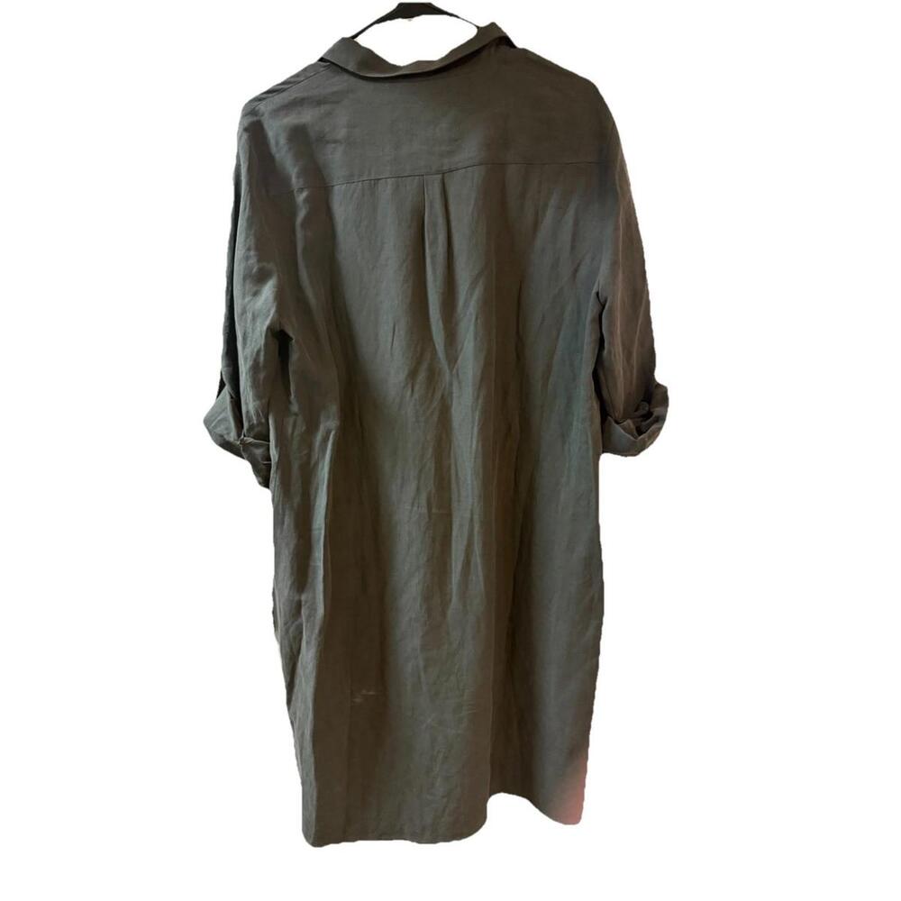 Garnett Hill Embroidered Front Button Down Shirt Dress Size 10 Linen Silk Blend - Picture 8 of 9